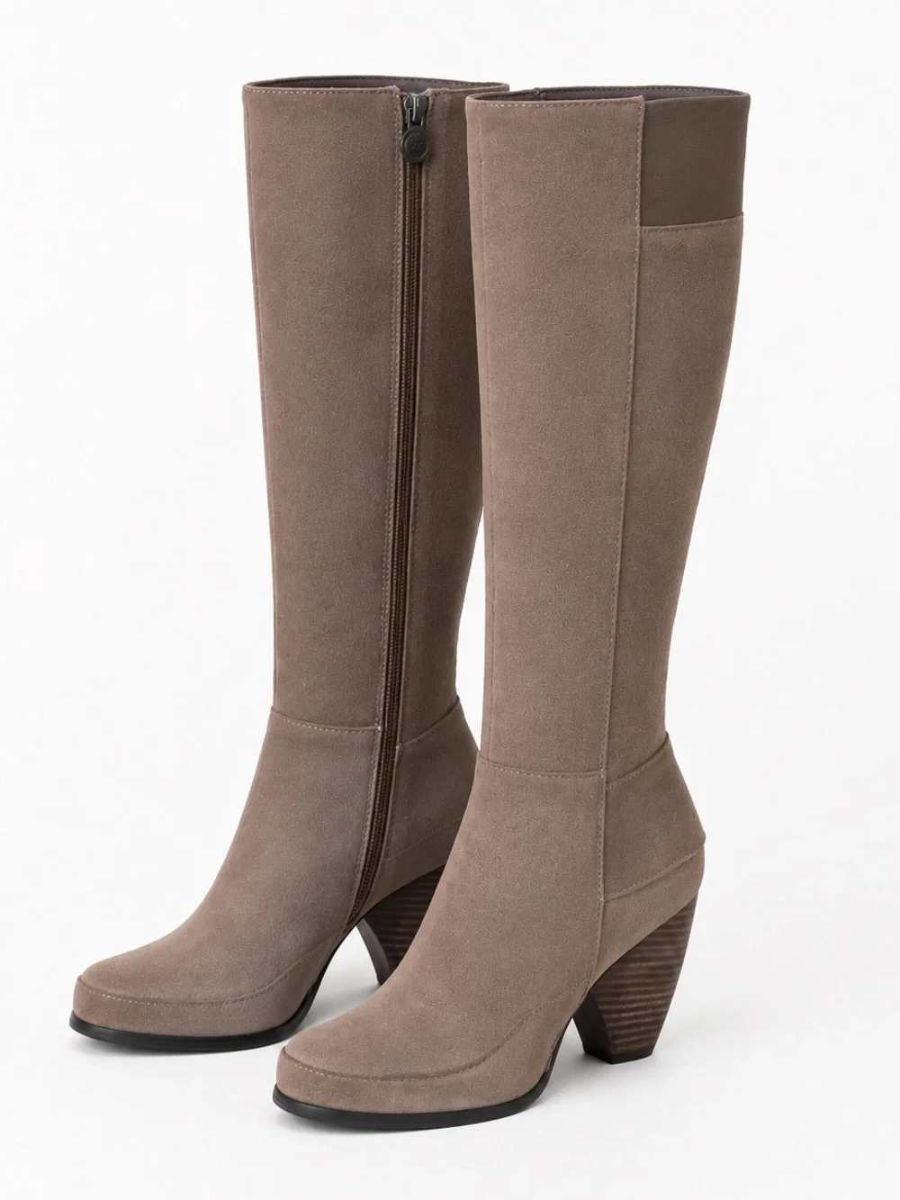 Max Studio Jasper Knee-High Suede Leather Boots in Taupe 5.5/6